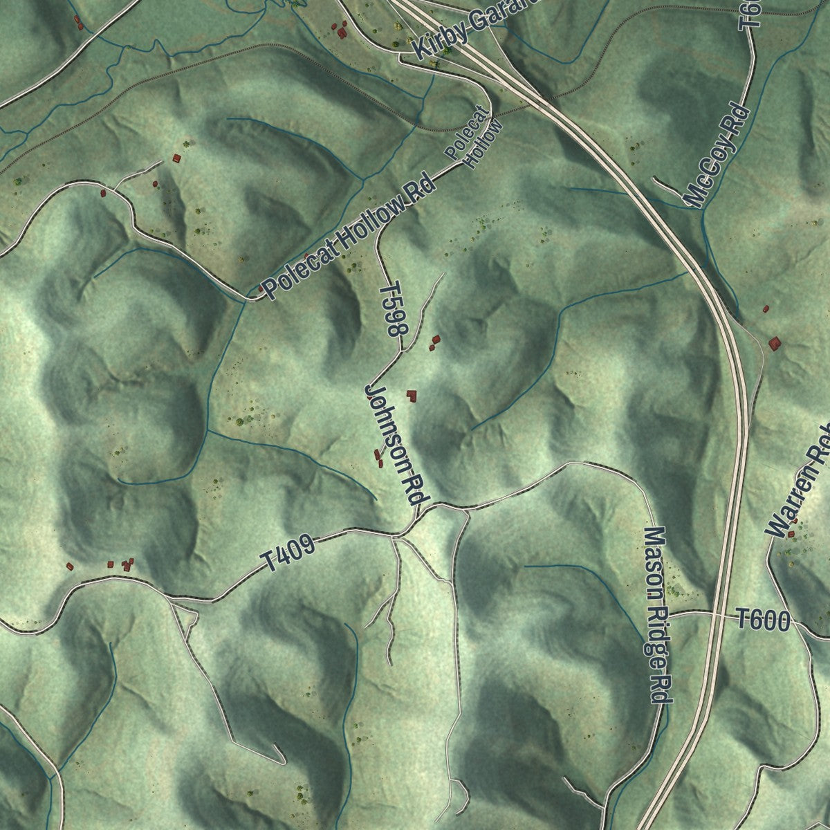 Second close-up of the map of Whiteley, Pennsylvania print showing more streets and buildings