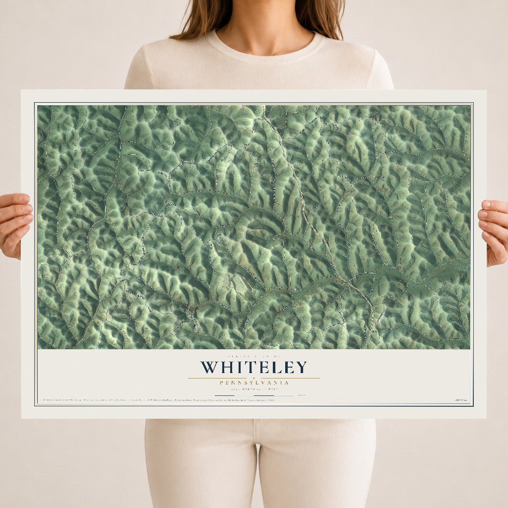 Map of Whiteley, Pennsylvania, 18 x 24 inch unframed archival matte print
