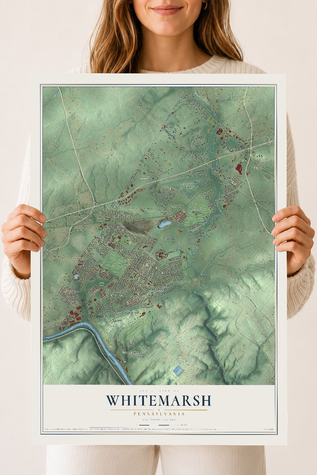 Map of Whitemarsh, Pennsylvania, 18 x 24 inch unframed archival matte print