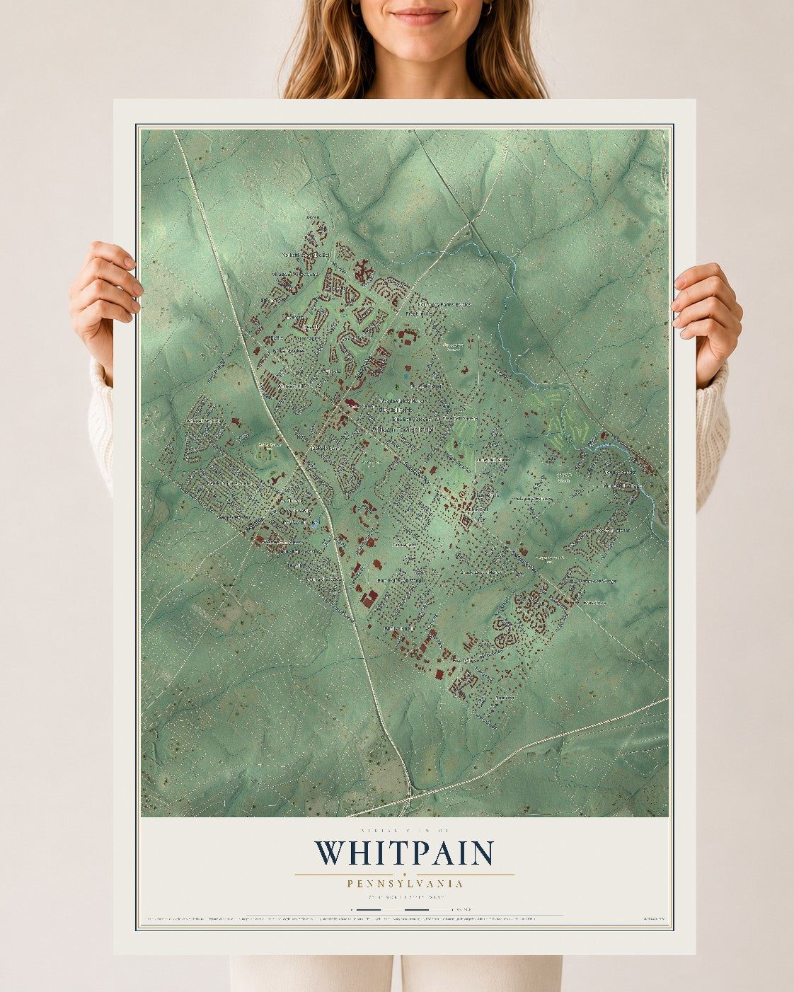 Map of Whitpain, Pennsylvania, 24 x 36 inch unframed archival matte print