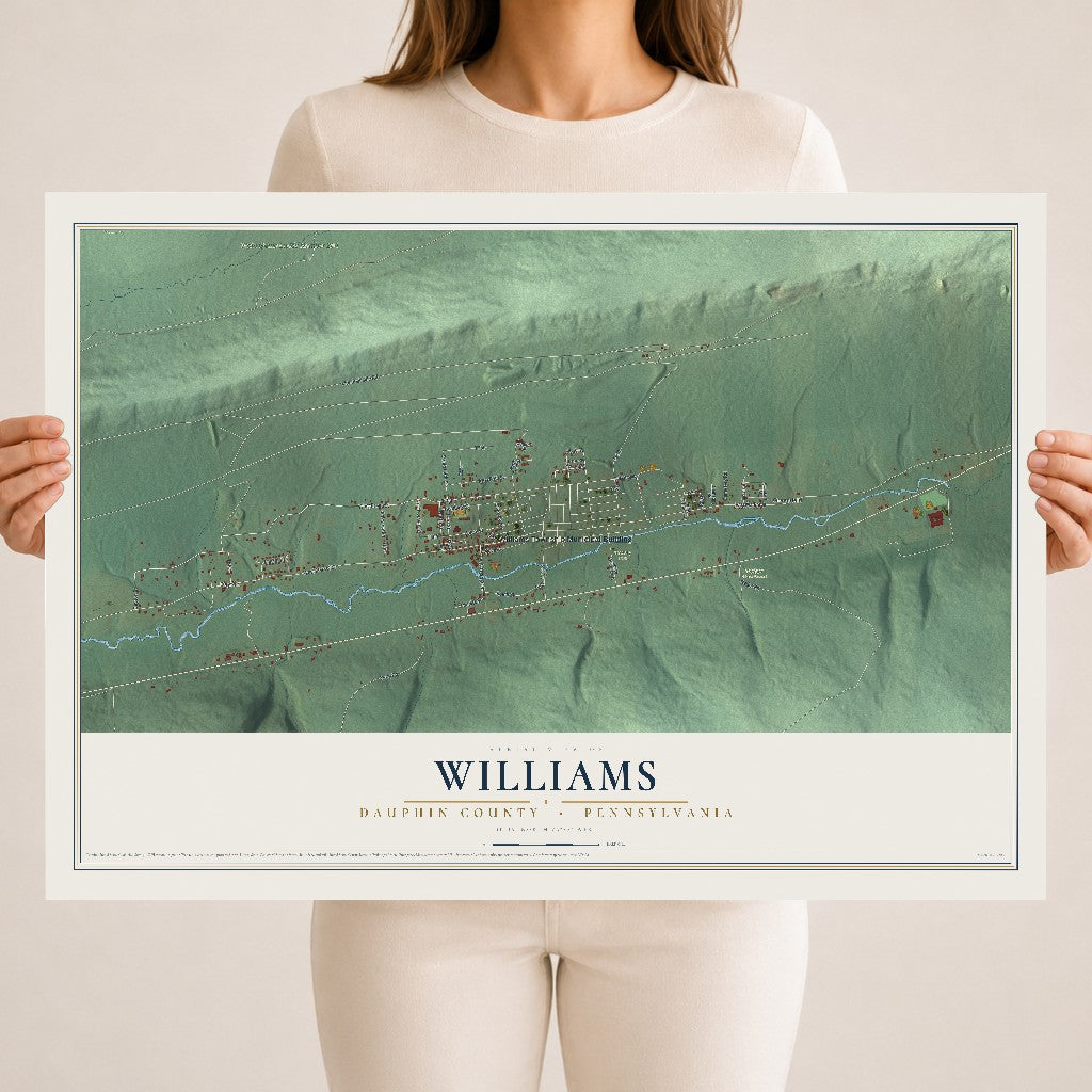 Map of Williams, Dauphin County, Pennsylvania, 18 x 24 inch unframed archival matte print