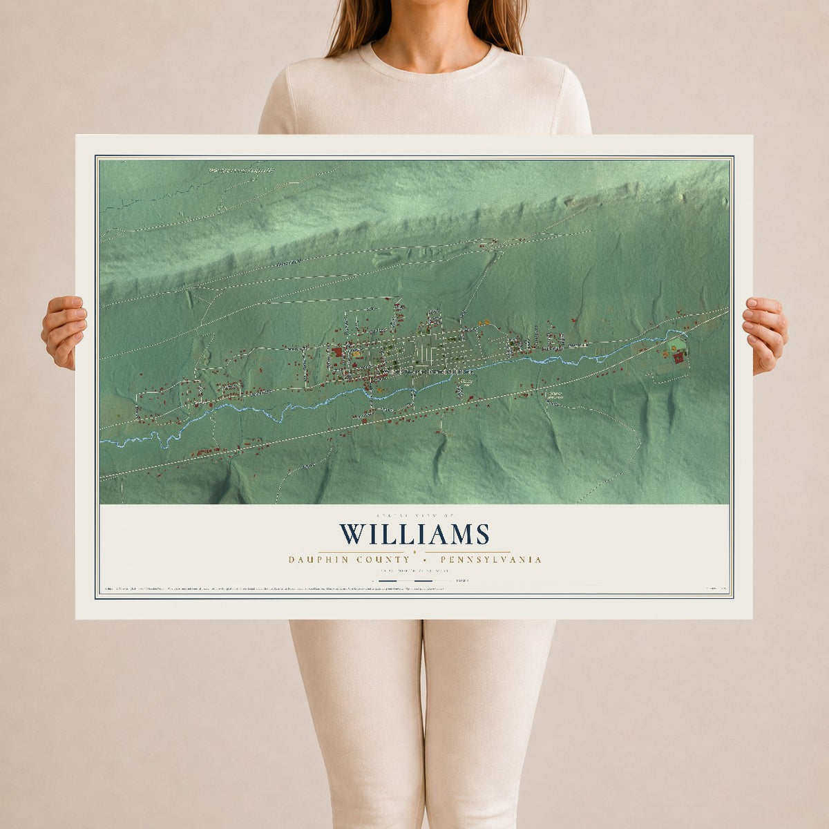 Map of Williams, Dauphin County, Pennsylvania, 24 x 36 inch unframed archival matte print