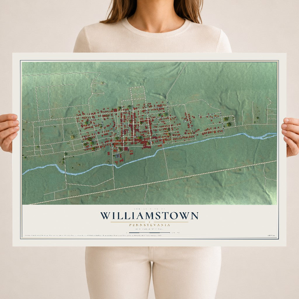 Map of Williamstown, Pennsylvania, 18 x 24 inch unframed archival matte print