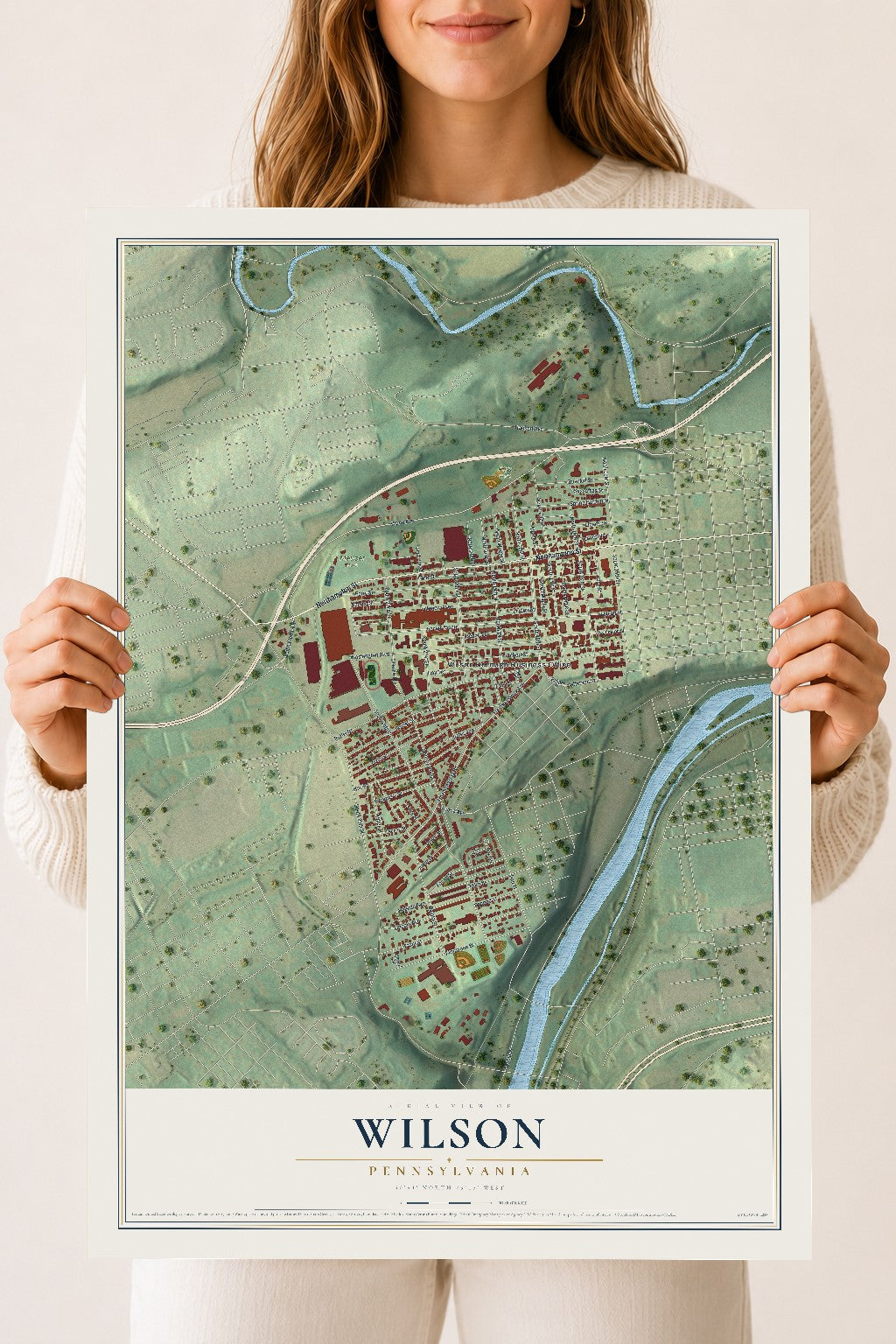Map of Wilson, Pennsylvania, 18 x 24 inch unframed archival matte print