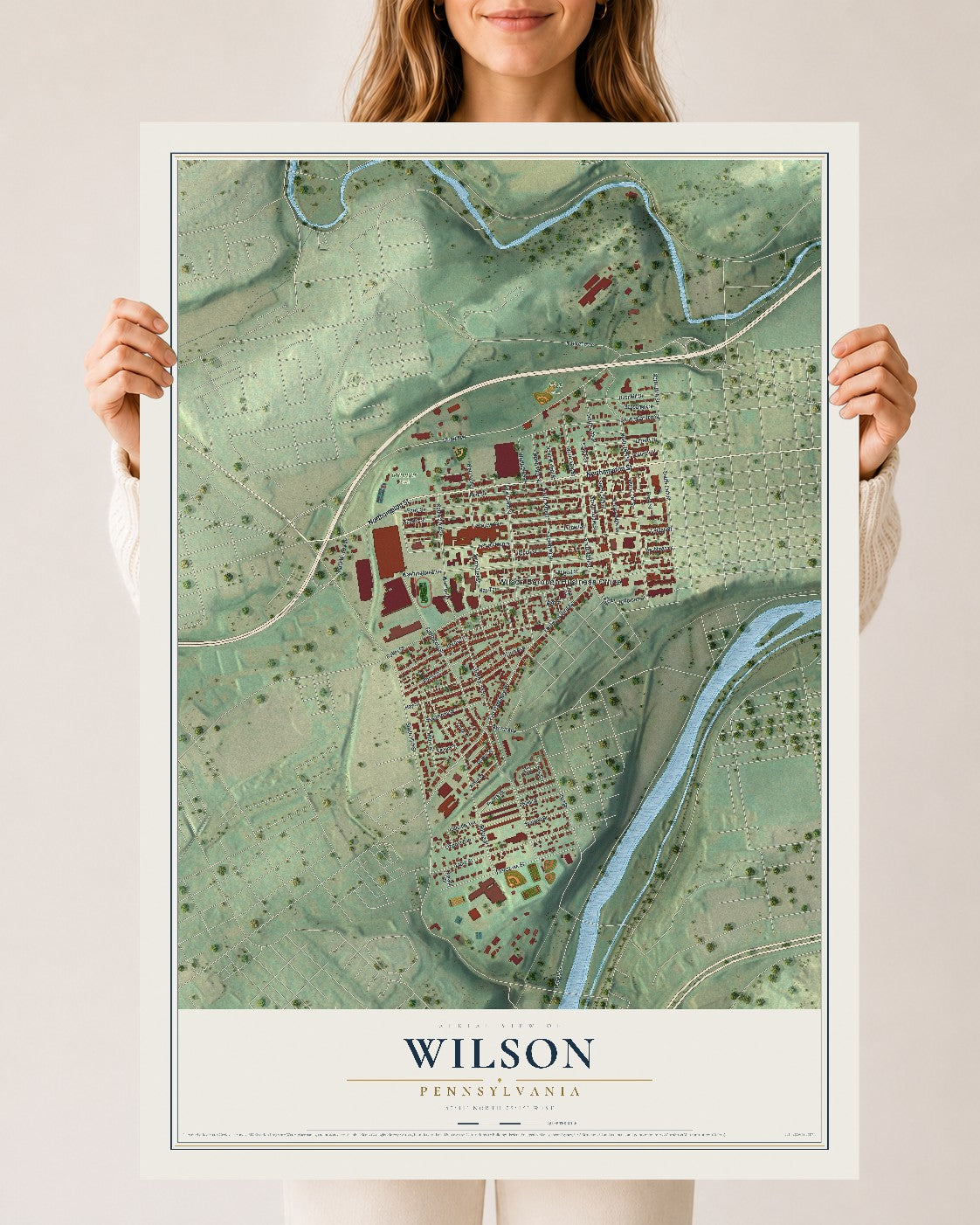 Map of Wilson, Pennsylvania, 24 x 36 inch unframed archival matte print