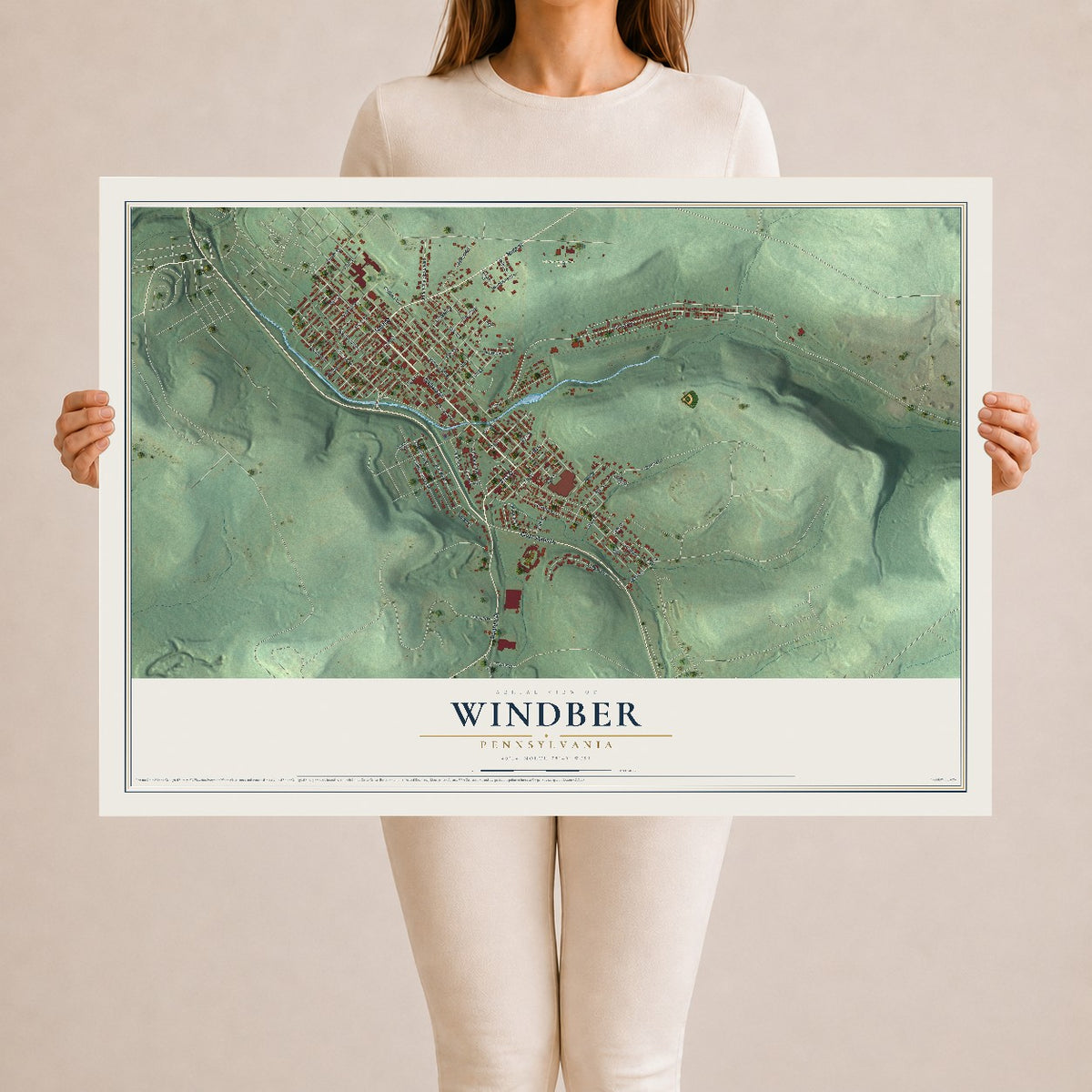 Map of Windber, Pennsylvania, 24 x 36 inch unframed archival matte print
