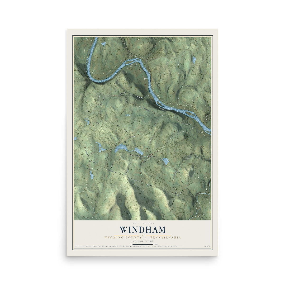 Map of Windham, Wyoming County, Pennsylvania, 12 x 18 inch unframed archival matte print