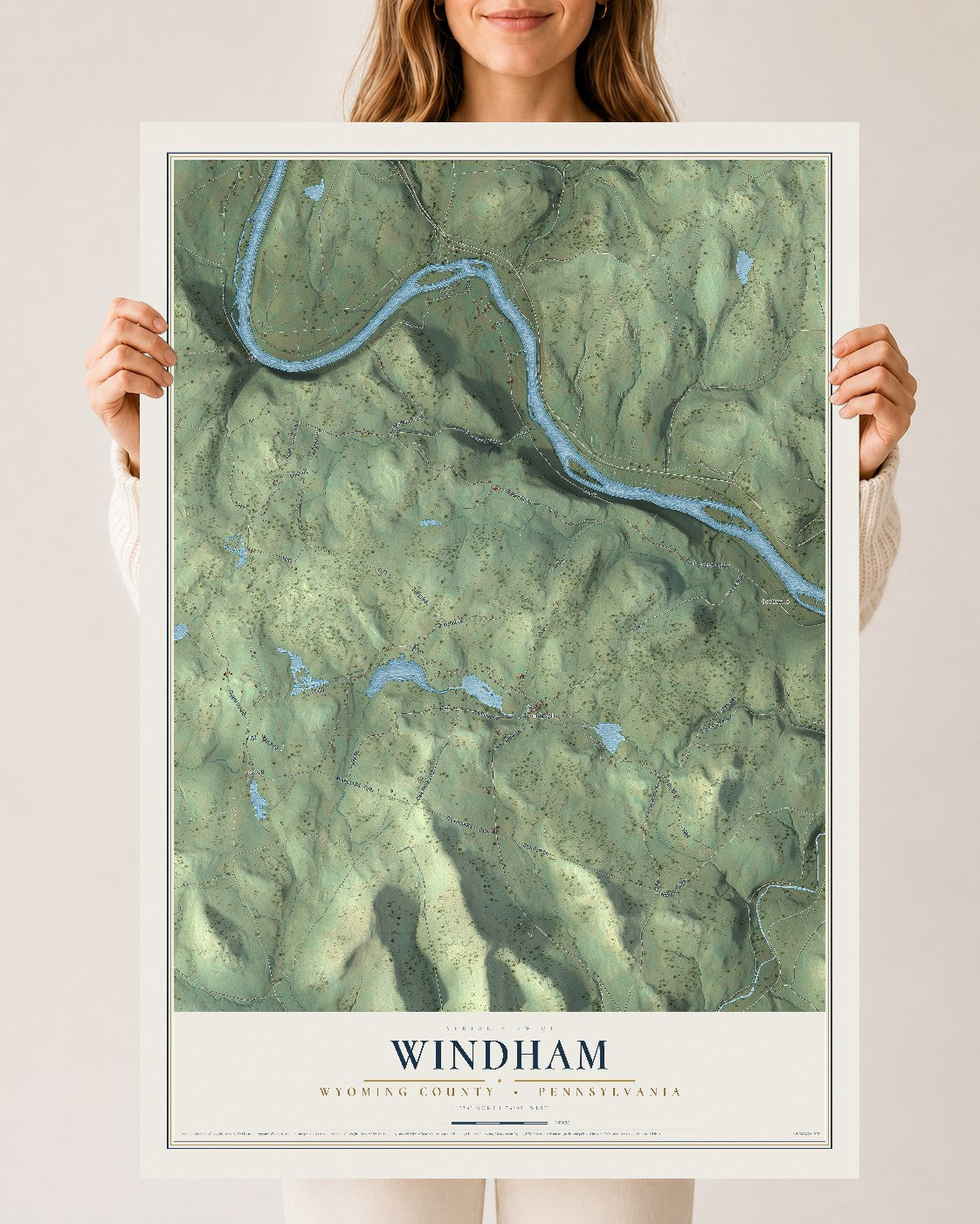 Map of Windham, Wyoming County, Pennsylvania, 24 x 36 inch unframed archival matte print