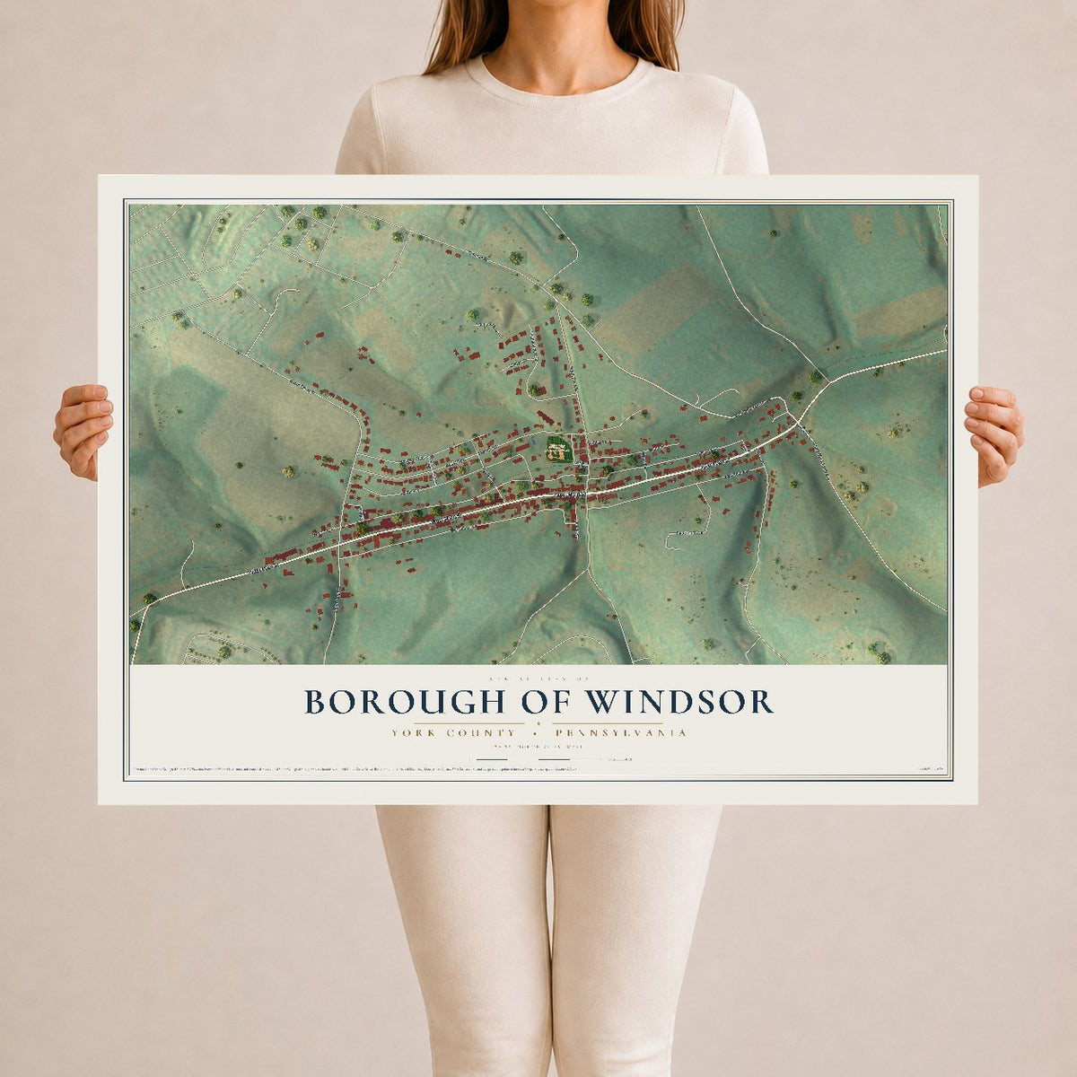 Map of the Borough of Windsor, York County, Pennsylvania, 24 x 36 inch unframed archival matte print