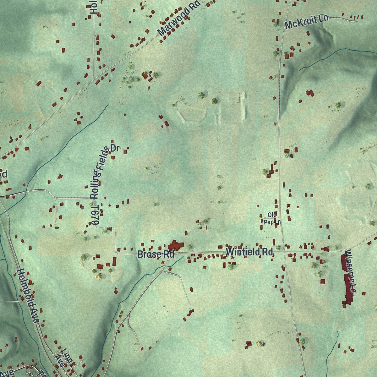 Close-up of the map of Winfield, Pennsylvania print showing street and building detail