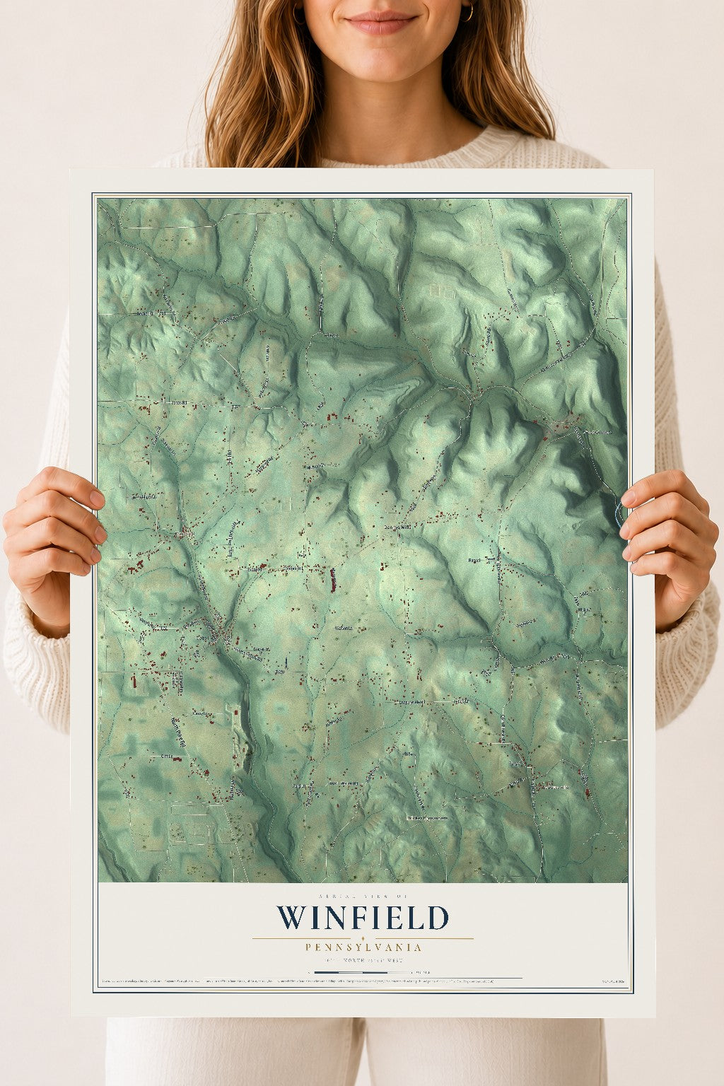 Map of Winfield, Pennsylvania, 18 x 24 inch unframed archival matte print