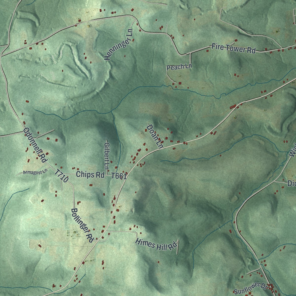 Second close-up of the map of Winslow, Pennsylvania print showing more streets and buildings