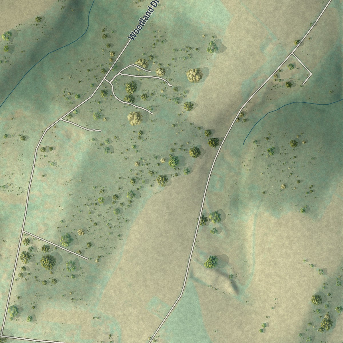 Second close-up of the map of Winterstown, Pennsylvania print showing more streets and buildings
