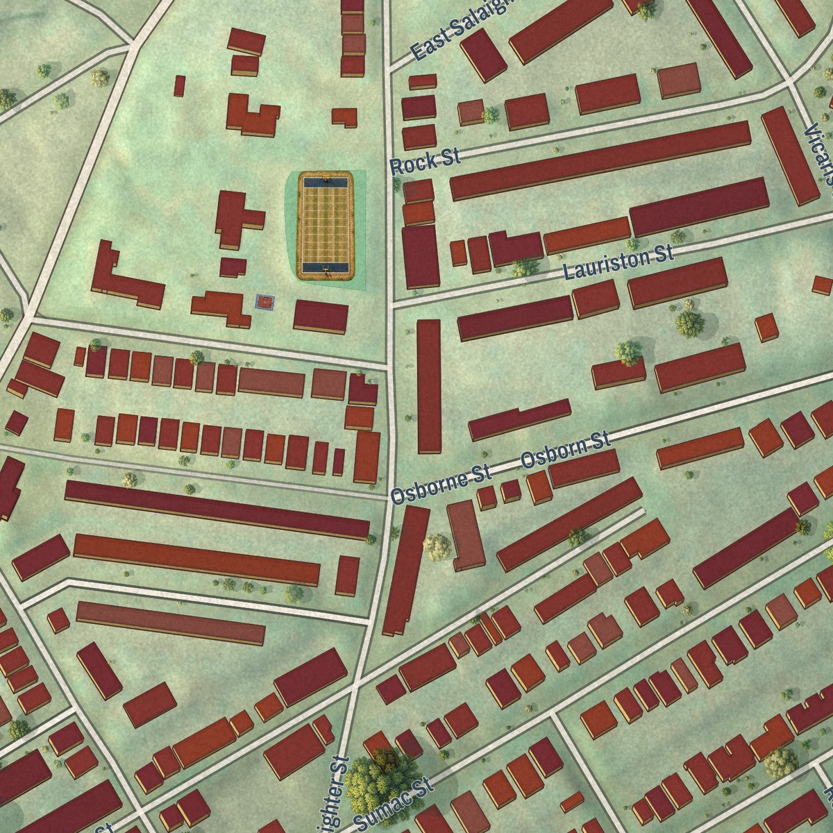 Close-up of the map of Wissahickon, Pennsylvania print showing street and building detail