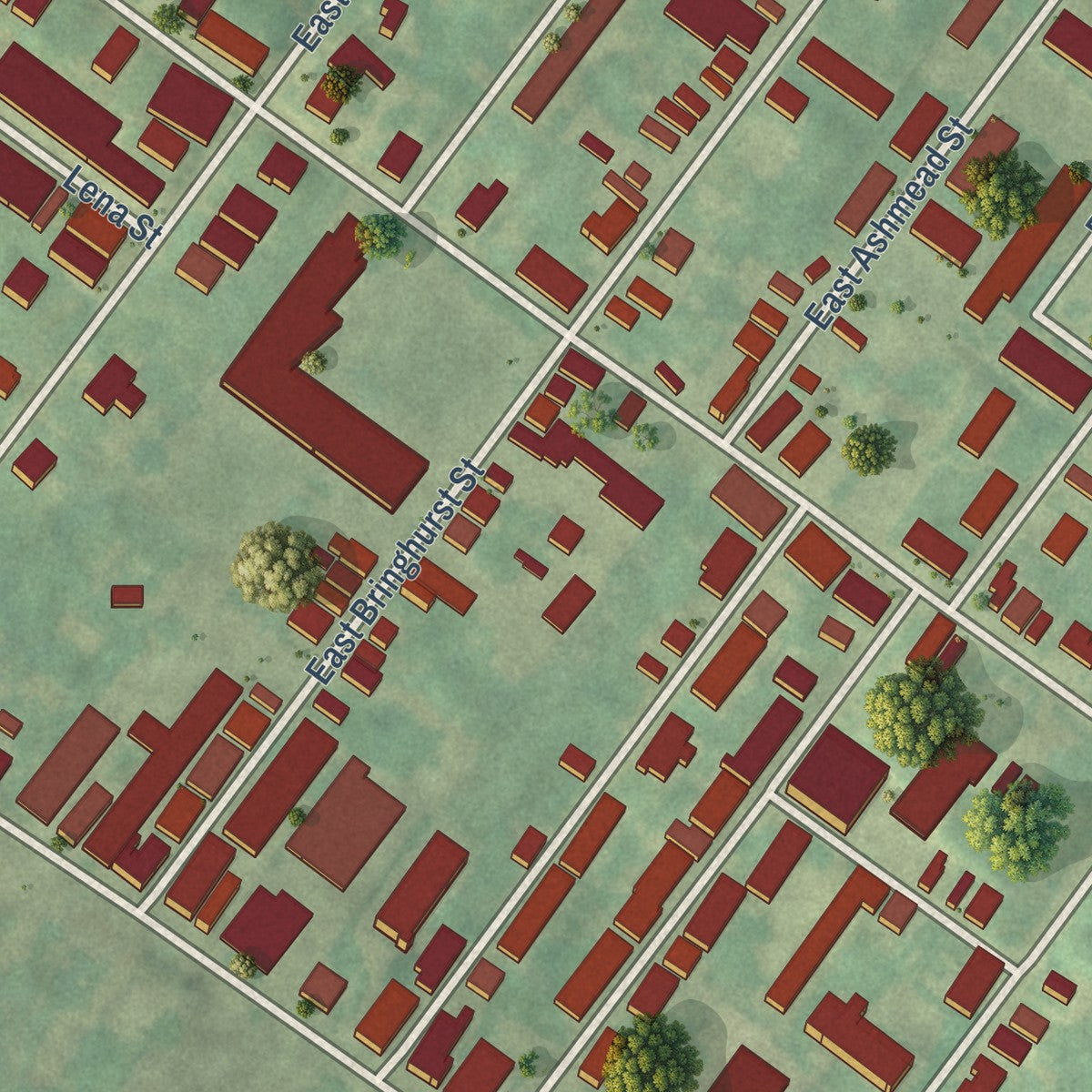 Close-up of the map of Wister, Pennsylvania print showing street and building detail