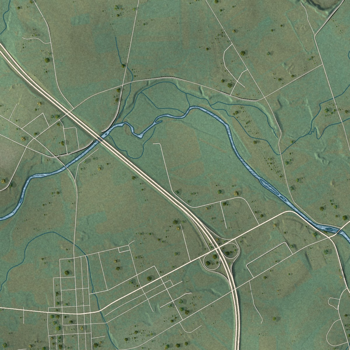 Second close-up of the map of Wolf, Pennsylvania print showing more streets and buildings