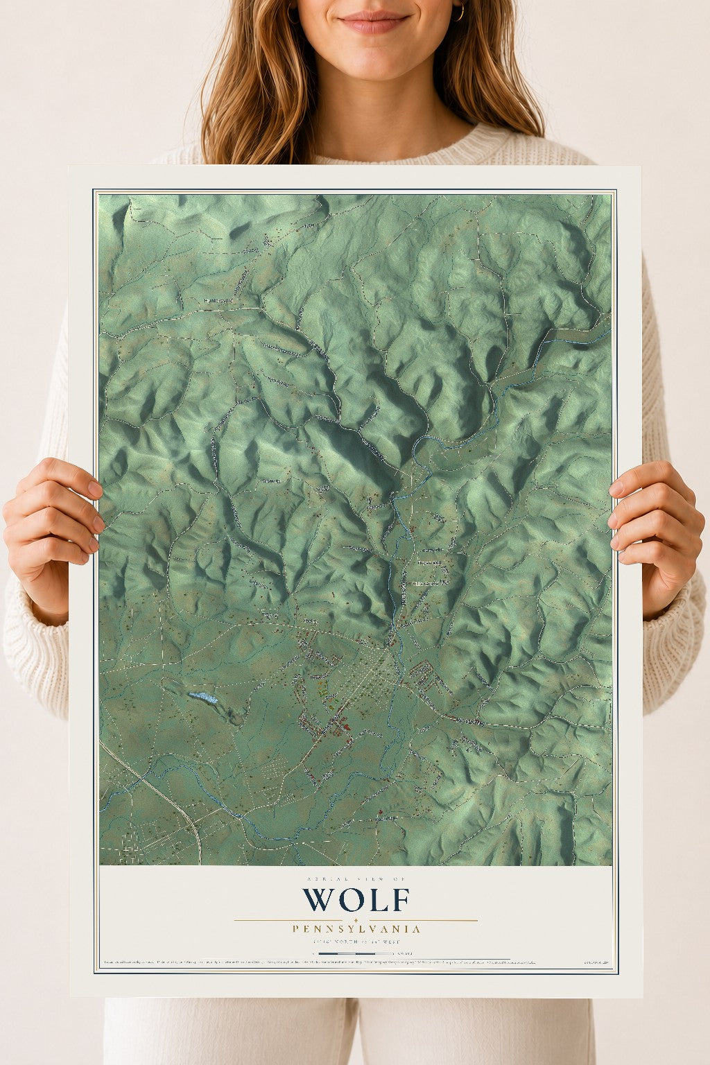 Map of Wolf, Pennsylvania, 18 x 24 inch unframed archival matte print
