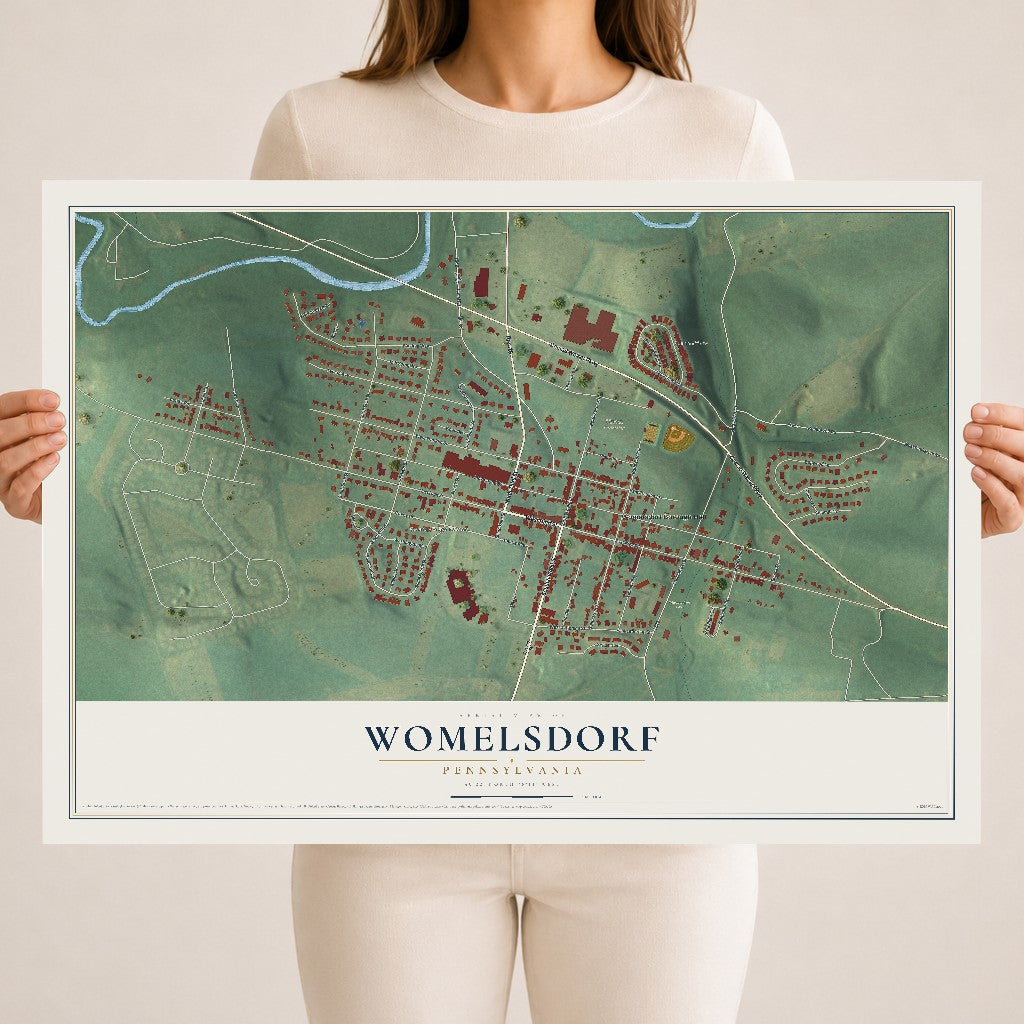 Map of Womelsdorf, Pennsylvania, 18 x 24 inch unframed archival matte print