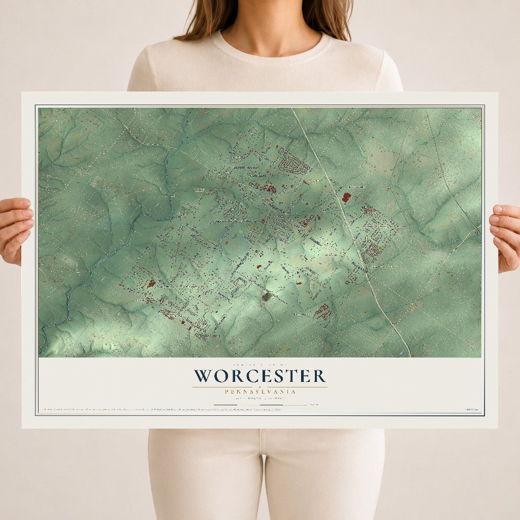 Map of Worcester, Pennsylvania, 18 x 24 inch unframed archival matte print
