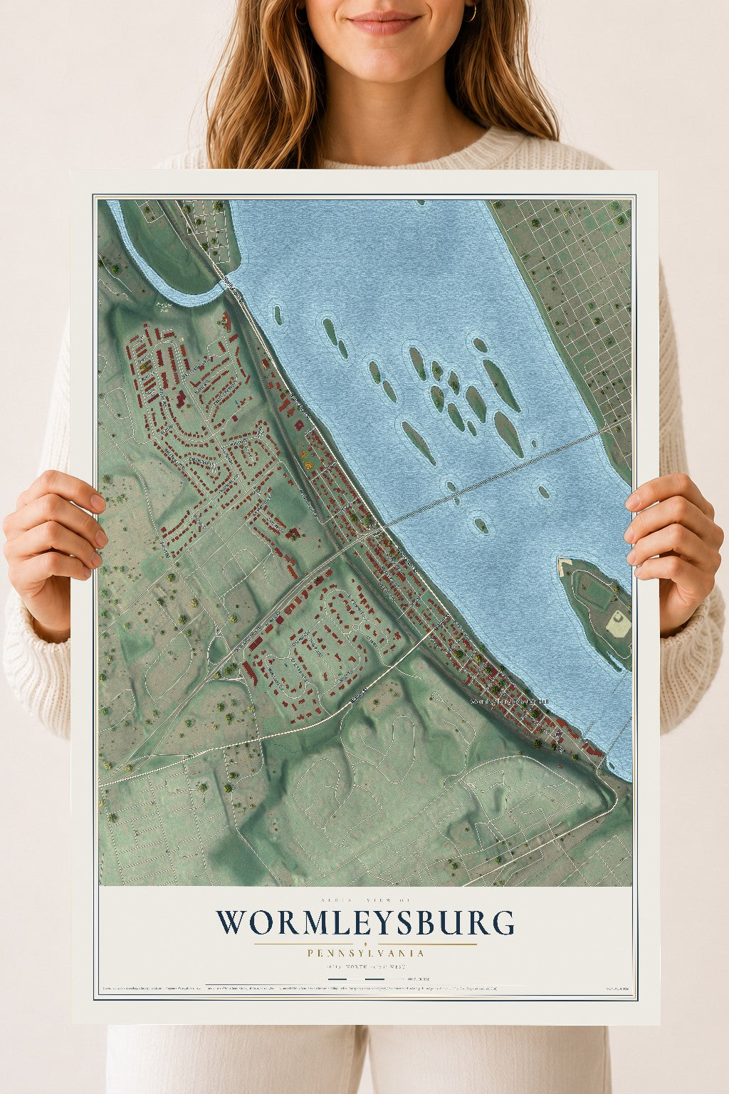 Map of Wormleysburg, Pennsylvania, 18 x 24 inch unframed archival matte print