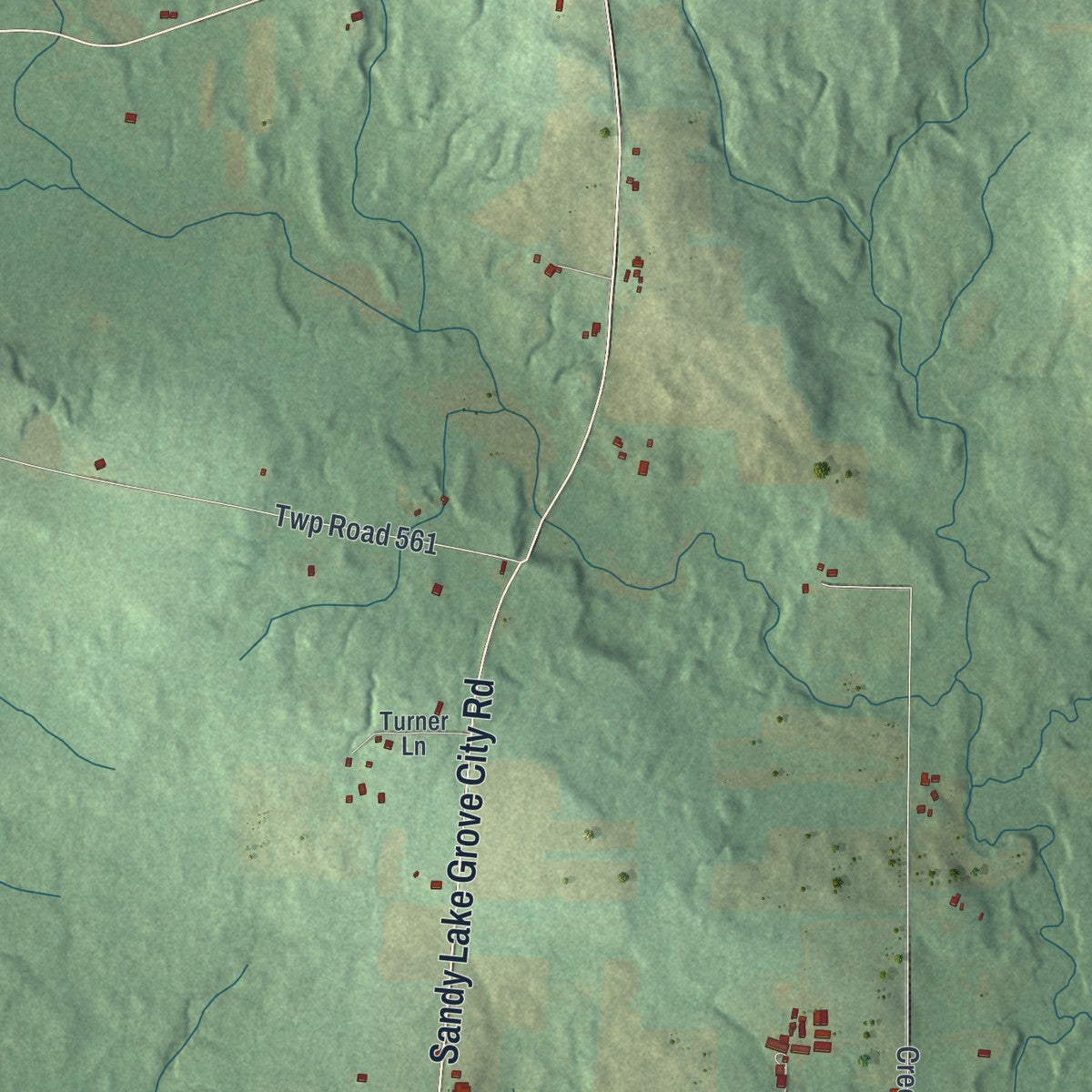 Second close-up of the map of Worth, Mercer County, Pennsylvania print showing more streets and buildings
