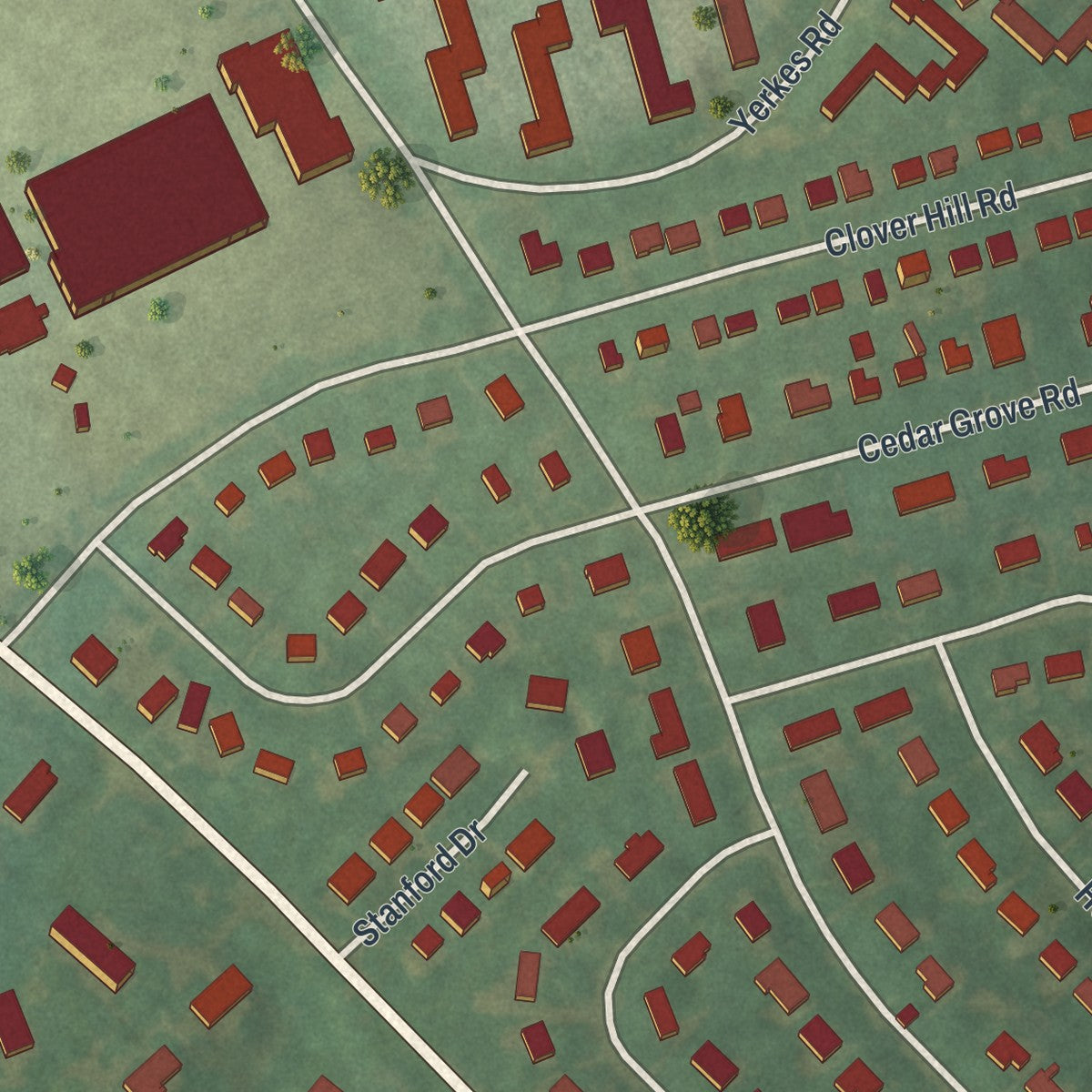 Close-up of the map of Wynnewood, Pennsylvania print showing street and building detail