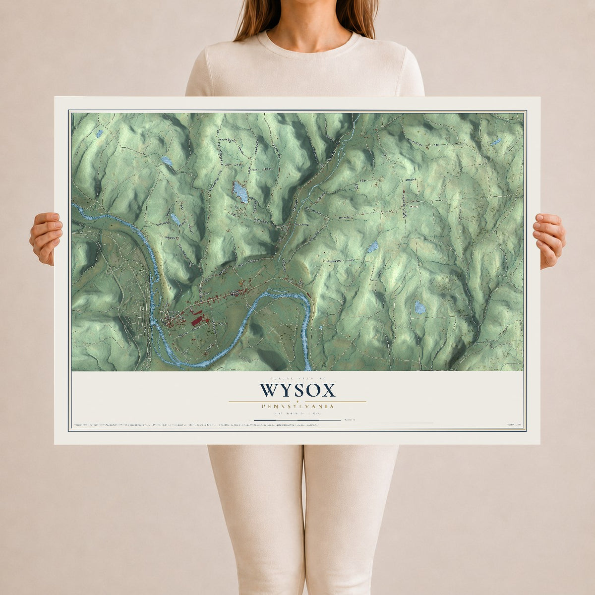 Map of Wysox, Pennsylvania, 24 x 36 inch unframed archival matte print