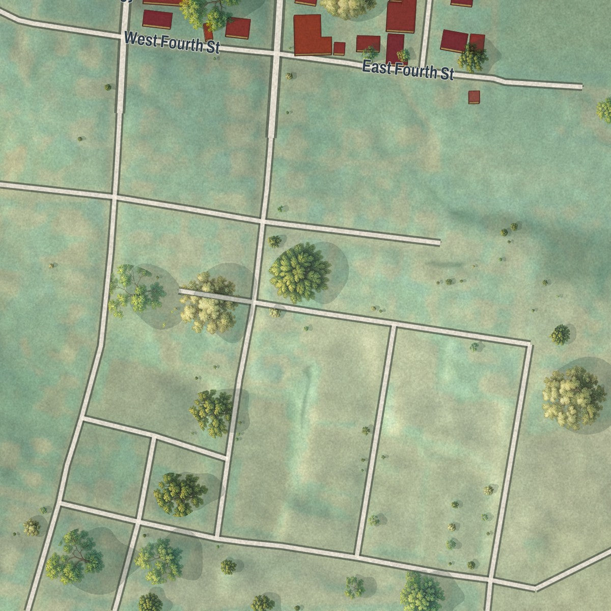 Second close-up of the map of Yoe, Pennsylvania print showing more streets and buildings