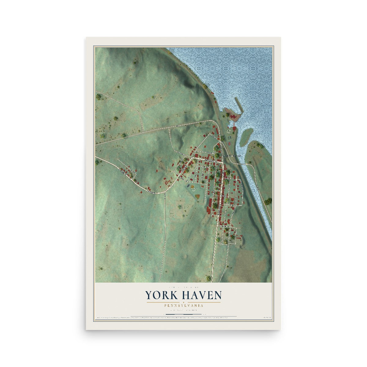 Map of York Haven, Pennsylvania, 12 x 18 inch unframed archival matte print