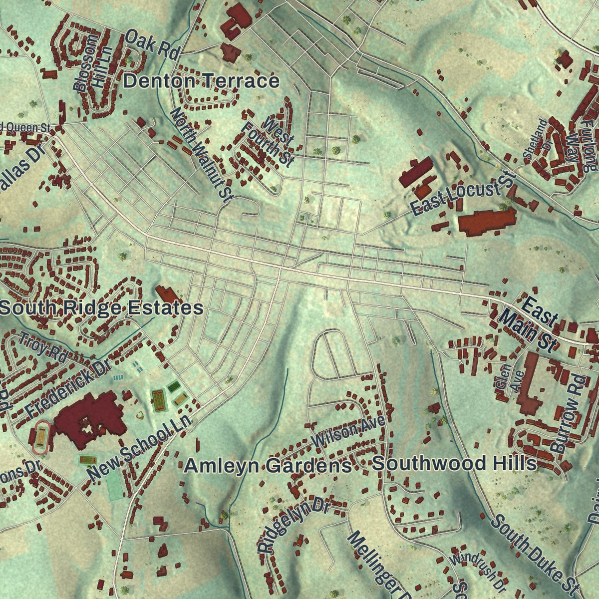 Second close-up of the map of York, York County, Pennsylvania print showing more streets and buildings