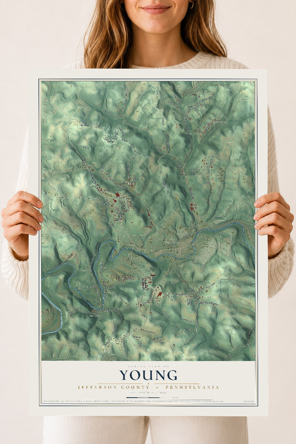 Map of Young, Jefferson County, Pennsylvania, 18 x 24 inch unframed archival matte print