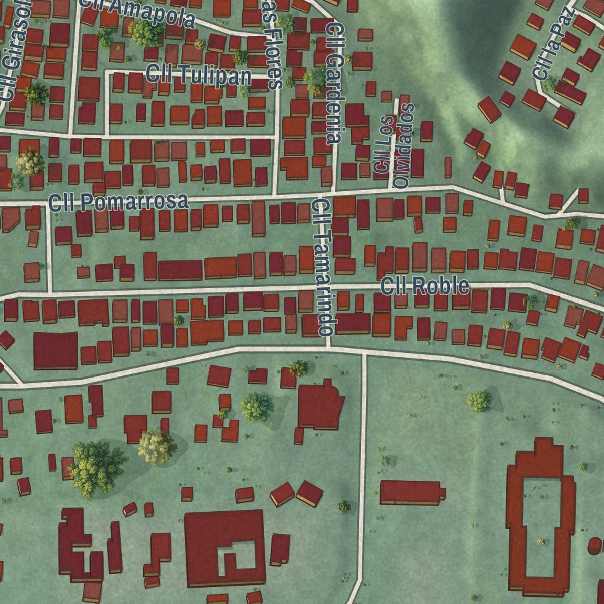 Close-up of the map of Candelaria Arenas, Puerto Rico print showing street and building detail