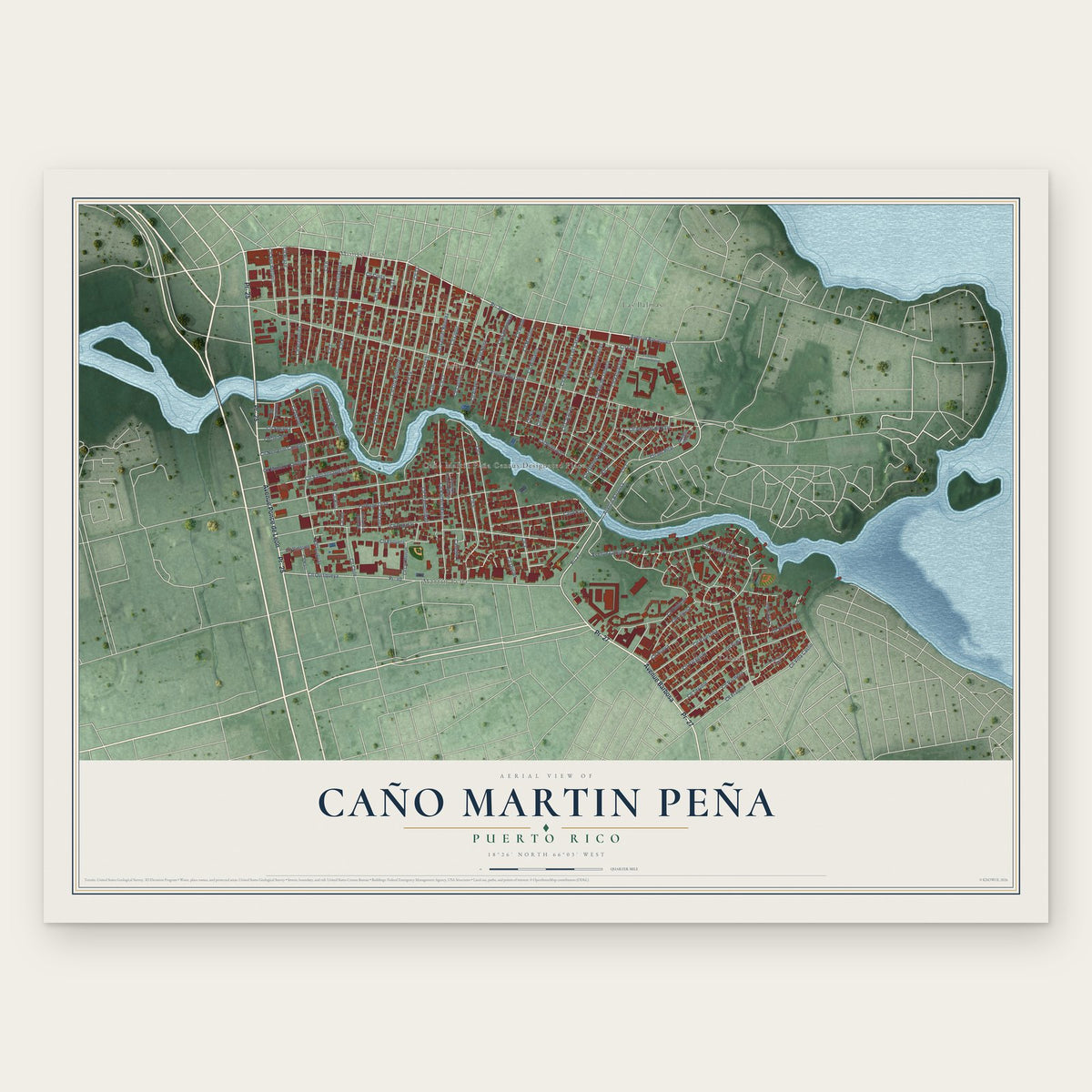 Caño Martin Peña, Puerto Rico map print, the full design