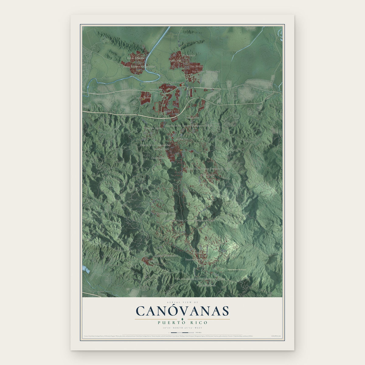Canóvanas, Puerto Rico map print, the full design