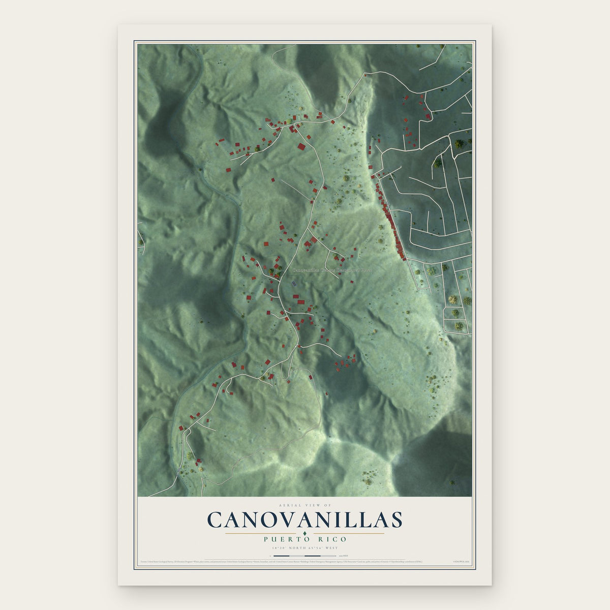 Canovanillas, Puerto Rico map print, the full design