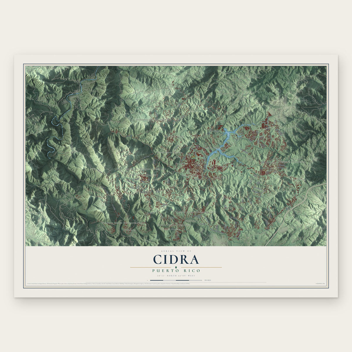 Cidra, Puerto Rico map print, the full design