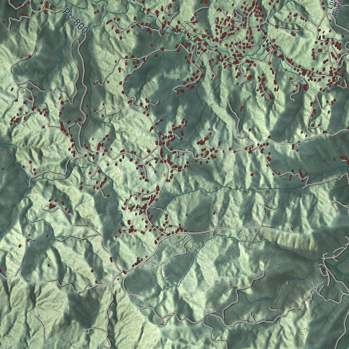 Close-up of the map of Corozal, Puerto Rico print showing street and building detail