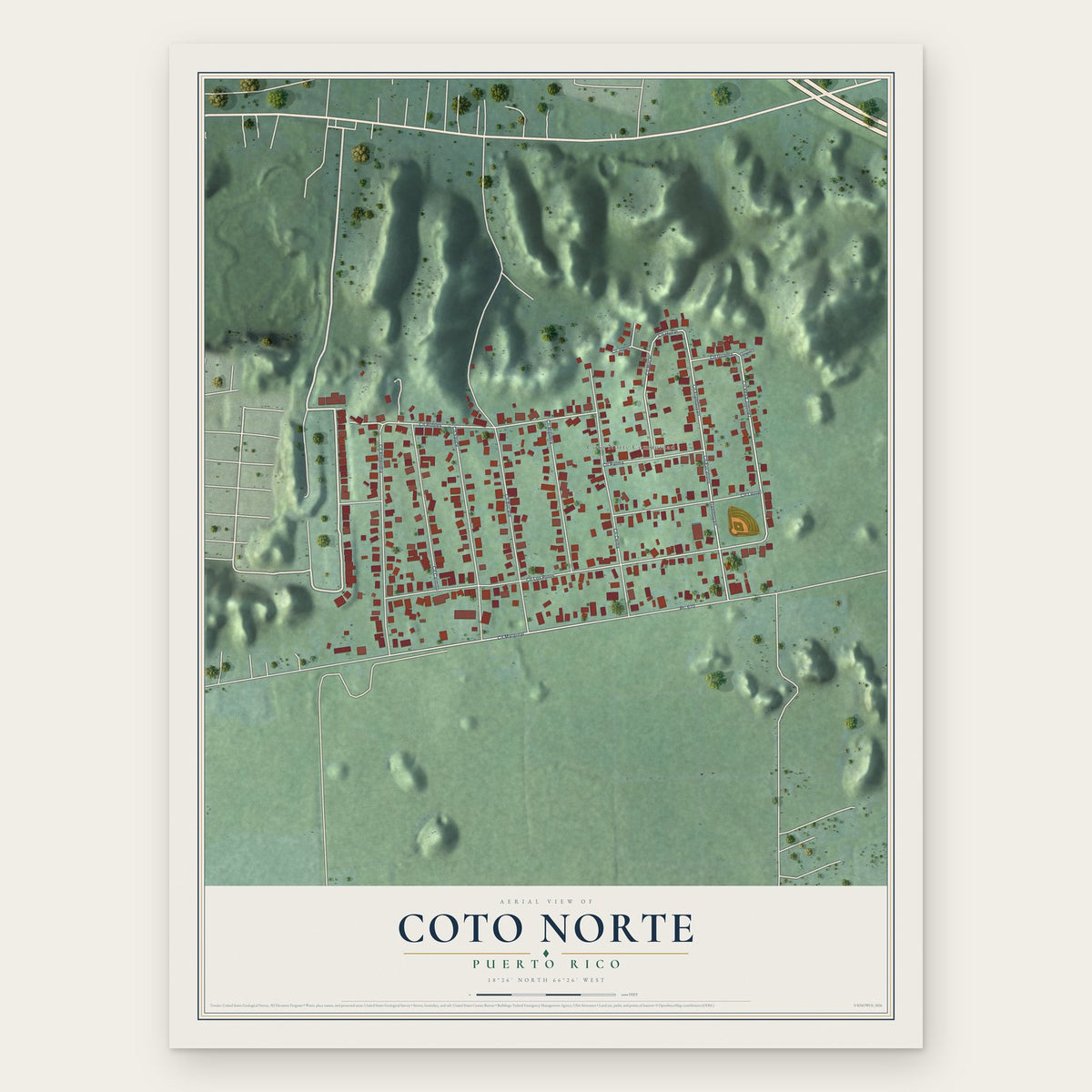 Coto Norte, Puerto Rico map print, the full design
