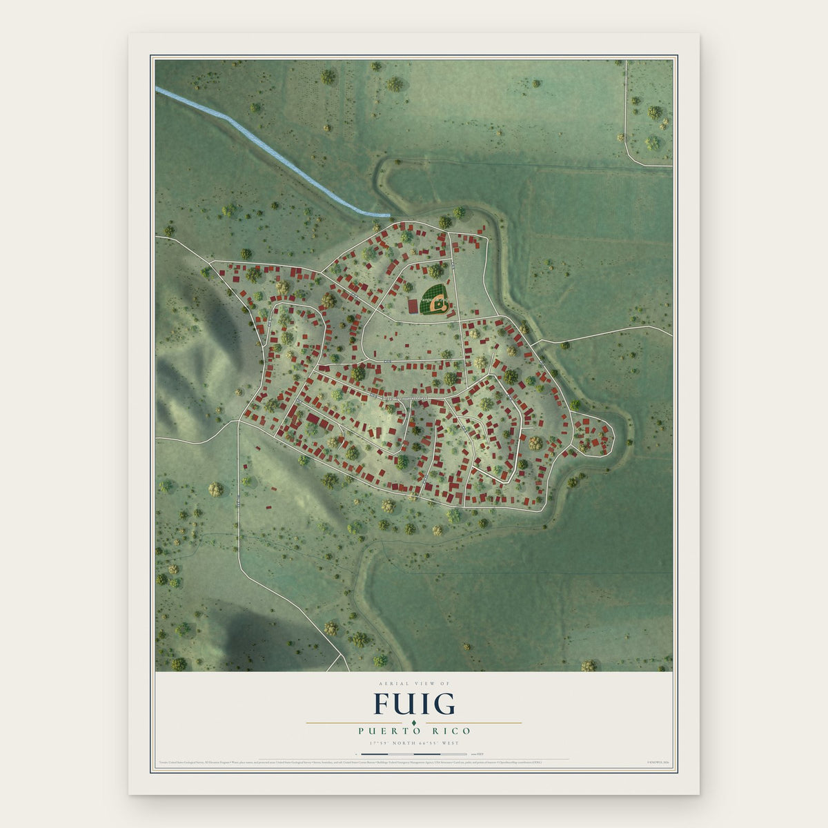 Fuig, Puerto Rico map print, the full design