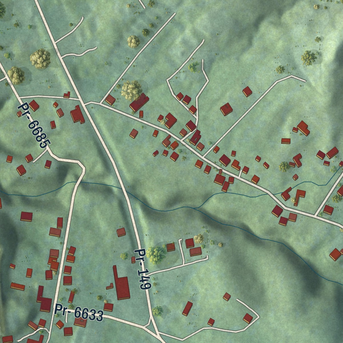 Close-up of the map of Hato Viejo, Puerto Rico print showing street and building detail