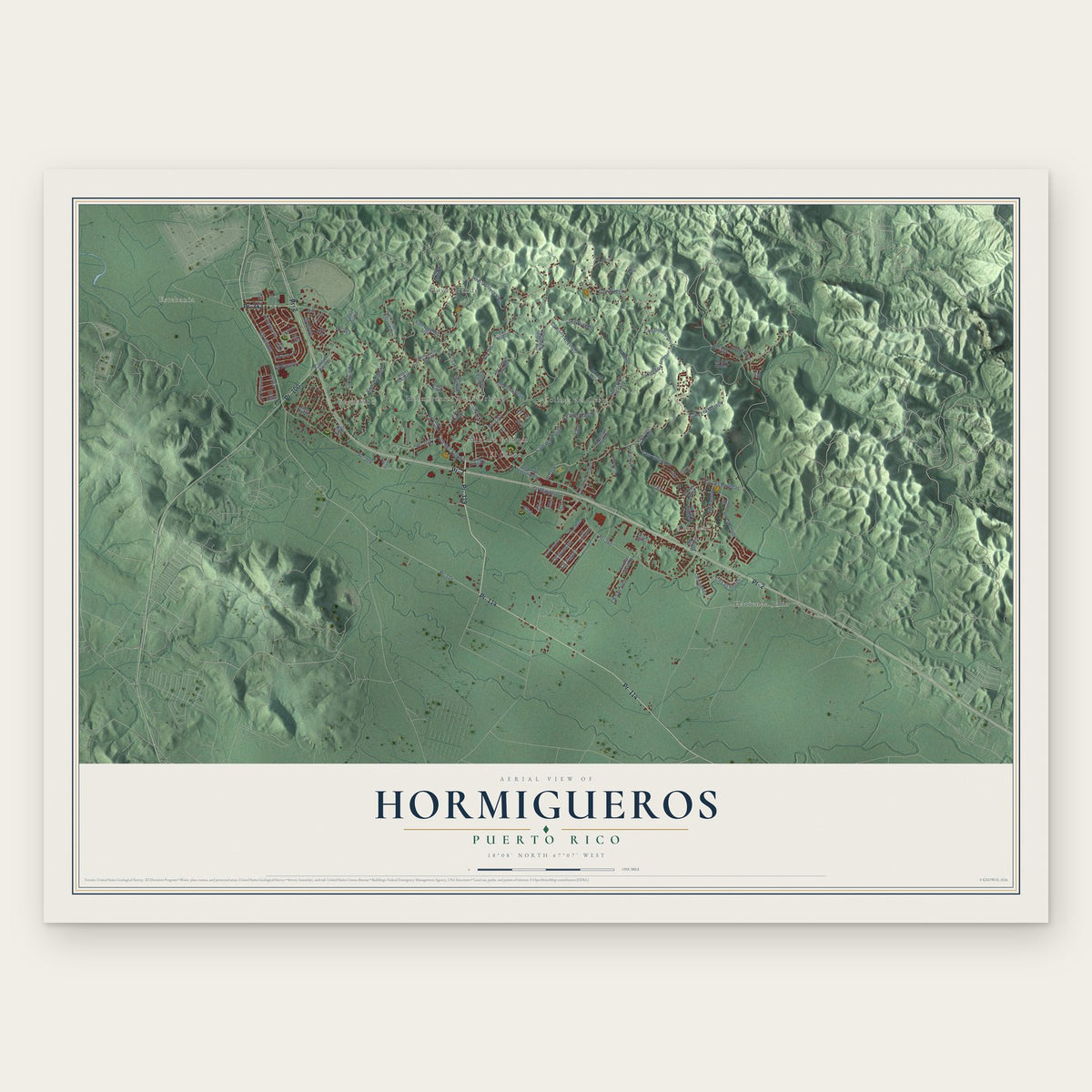 Hormigueros, Puerto Rico map print, the full design