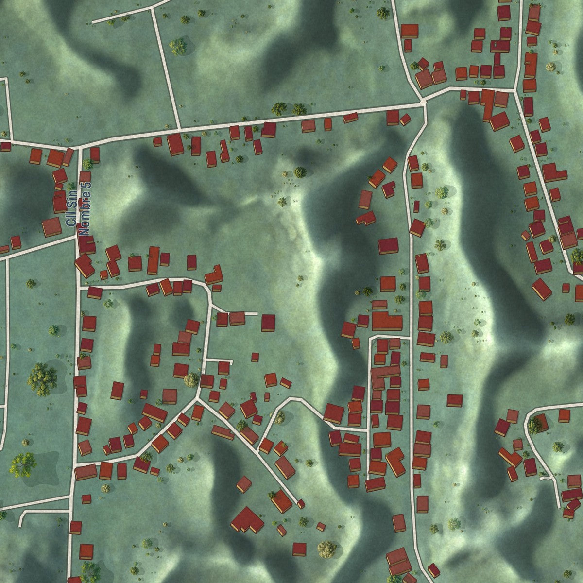 Close-up of the map of La Alianza, Puerto Rico print showing street and building detail