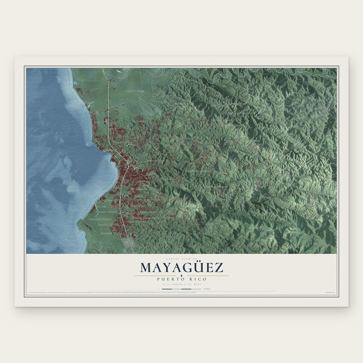 Mayagüez, Puerto Rico map print, the full design