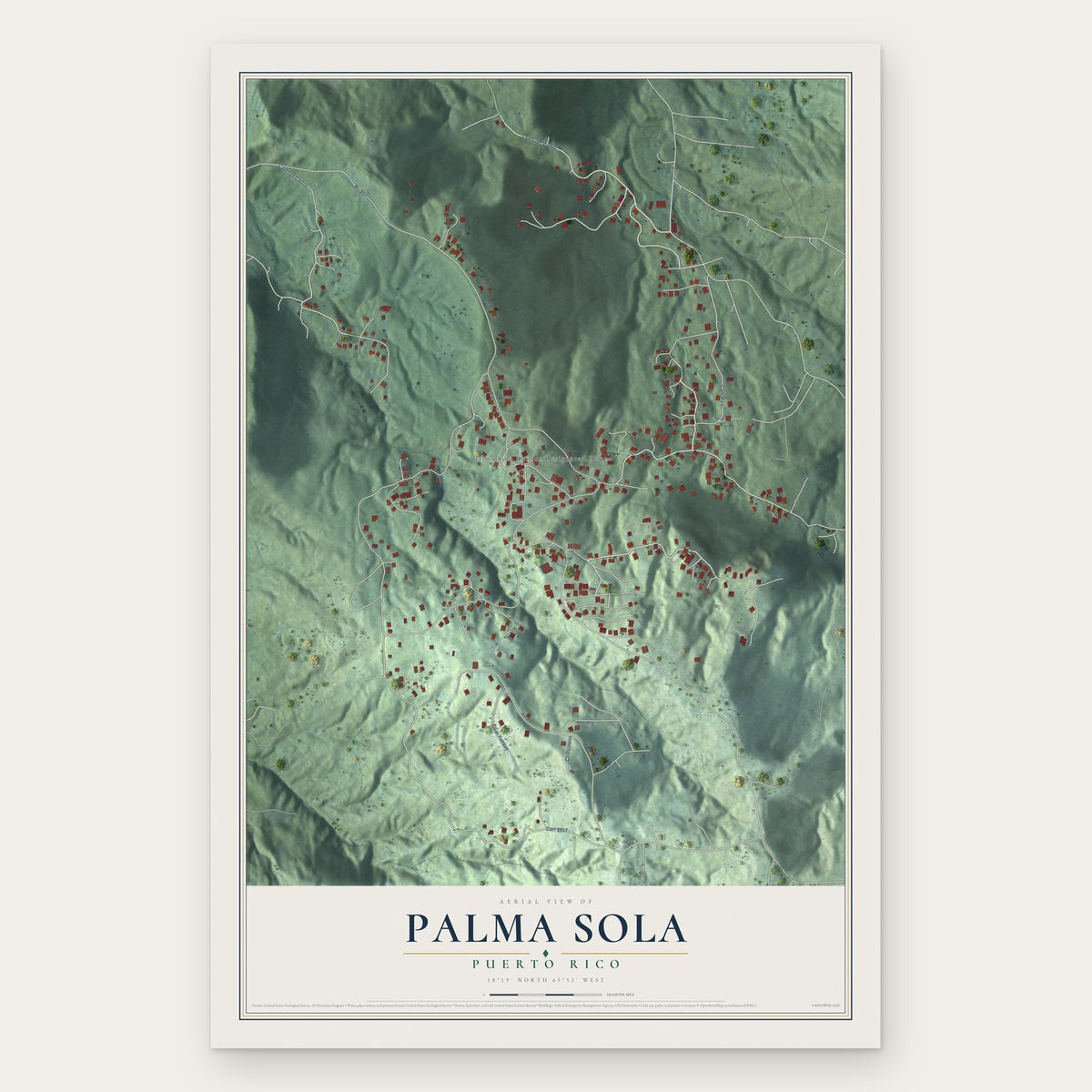Palma Sola, Puerto Rico map print, the full design