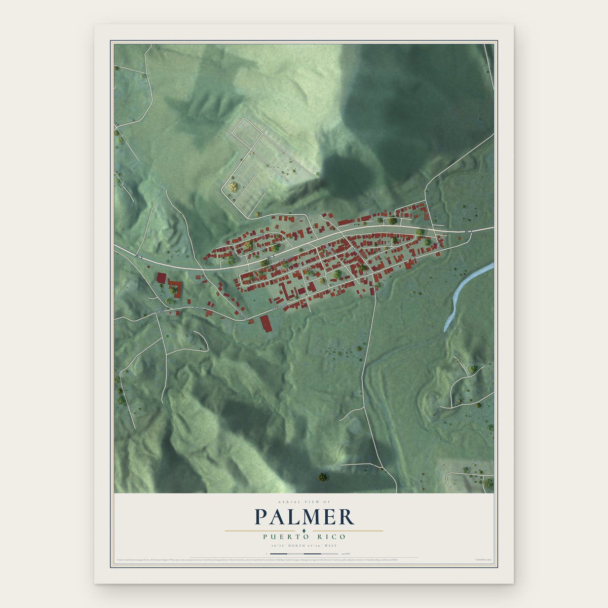 Palmer, Puerto Rico map print, the full design