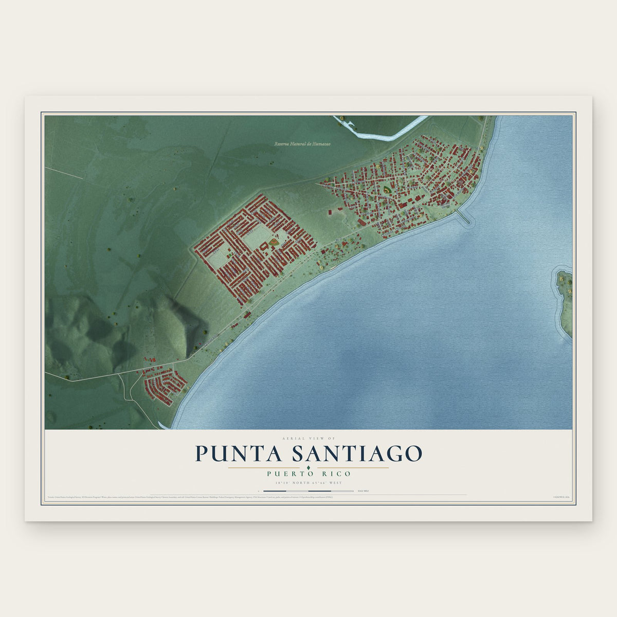 Punta Santiago, Puerto Rico map print, the full design