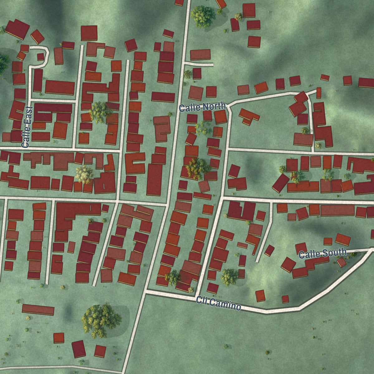 Close-up of the map of Rafael González, Puerto Rico print showing street and building detail