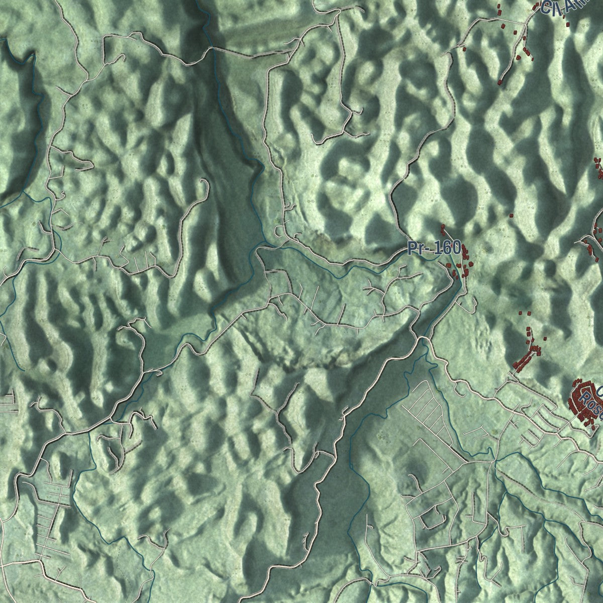 Close-up of the map of Vega Alta, Puerto Rico print showing street and building detail