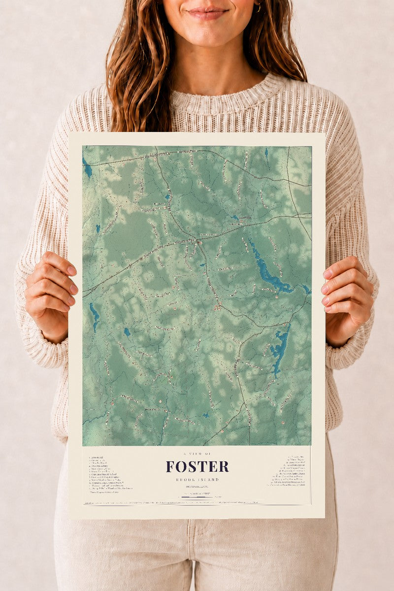 Foster, Rhode Island map print, 12" x 18" Archival Matte Print mockup