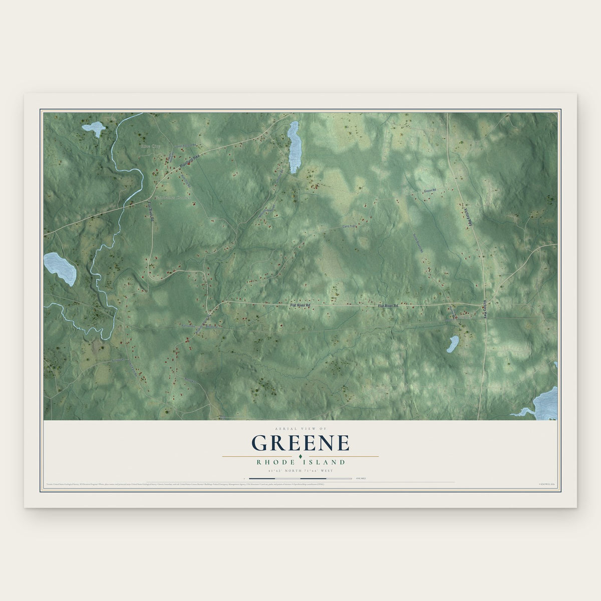 Greene, Rhode Island map print, the full design